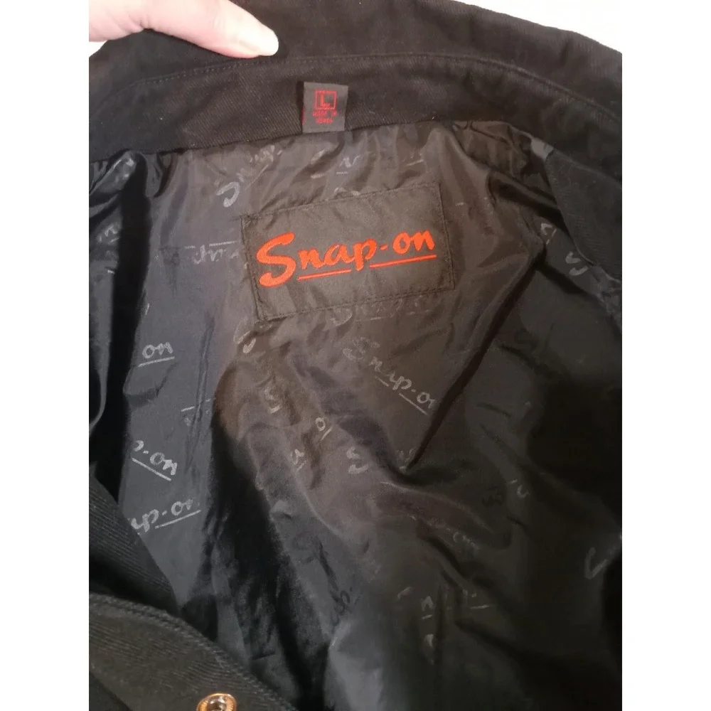 Snap On Tools Mens Mechanic Work Winter Jacket Black Checkered Sleeves Large